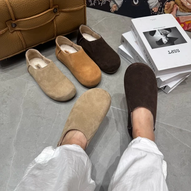 巴宝秀2025早秋新款一脚蹬磨砂皮勃肯鞋舒适百搭休闲软底女鞋懒人