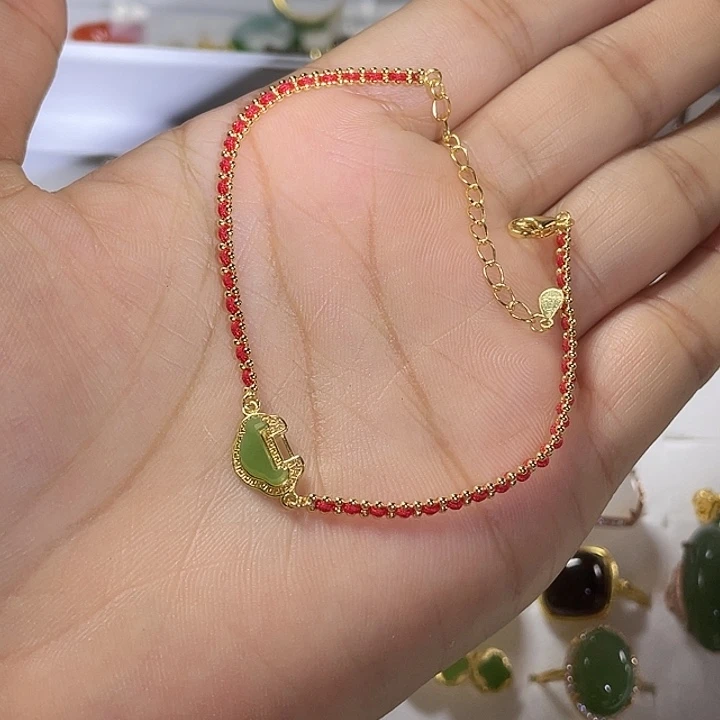 银S925镶嵌手链和田玉（碧玉）