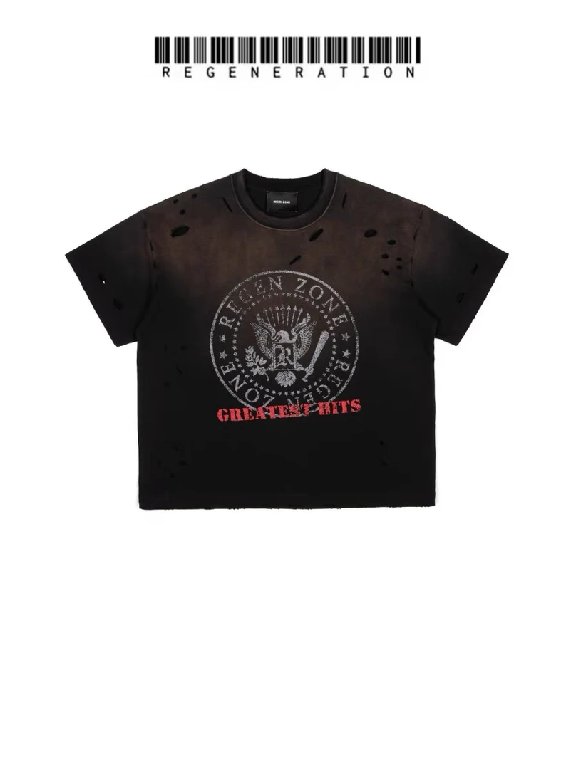 REGEN ZONE 25ss「RIOT」血鹰护卫乐队水洗破坏Tee-05