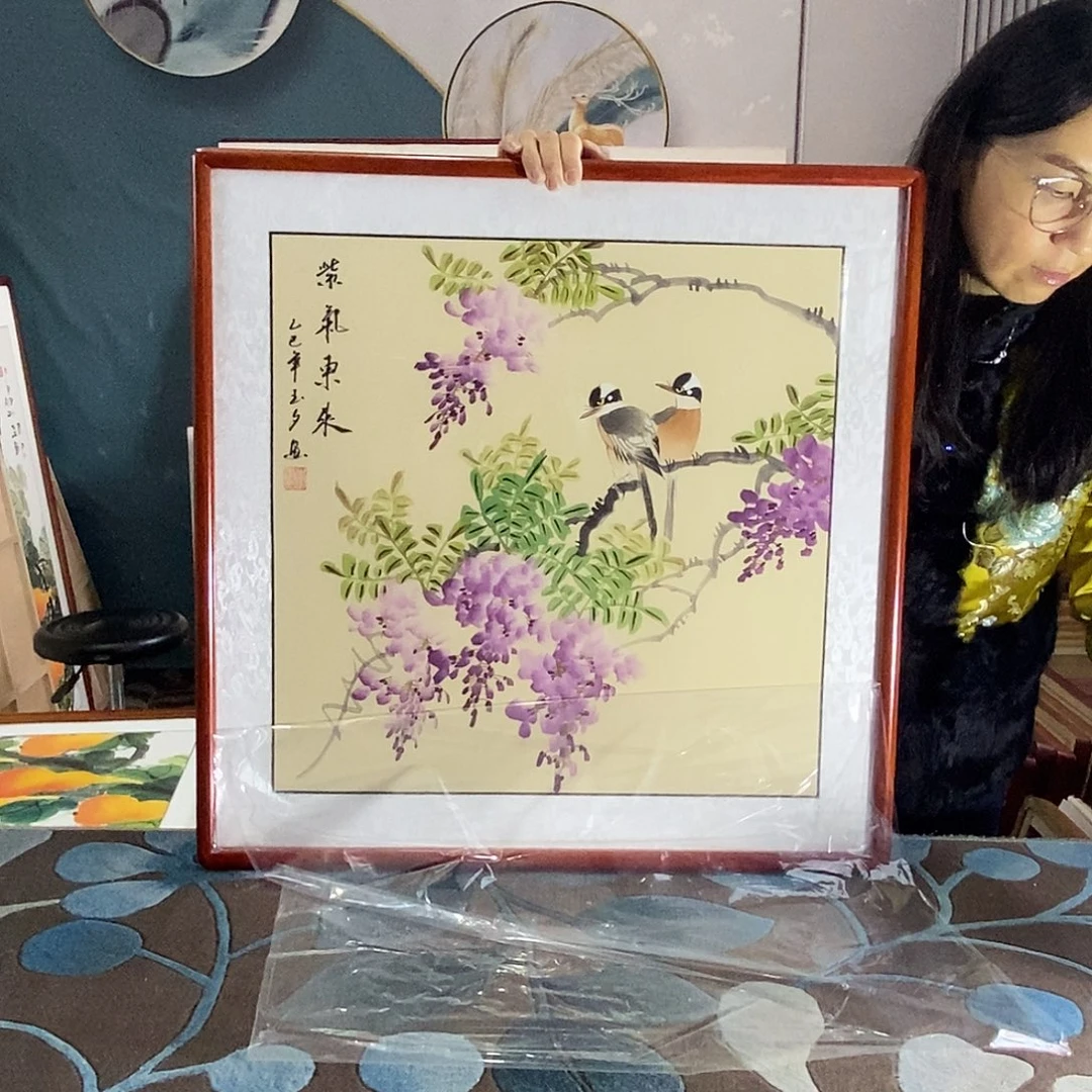 国画62✖️62手写手绘带框包邮国画作品