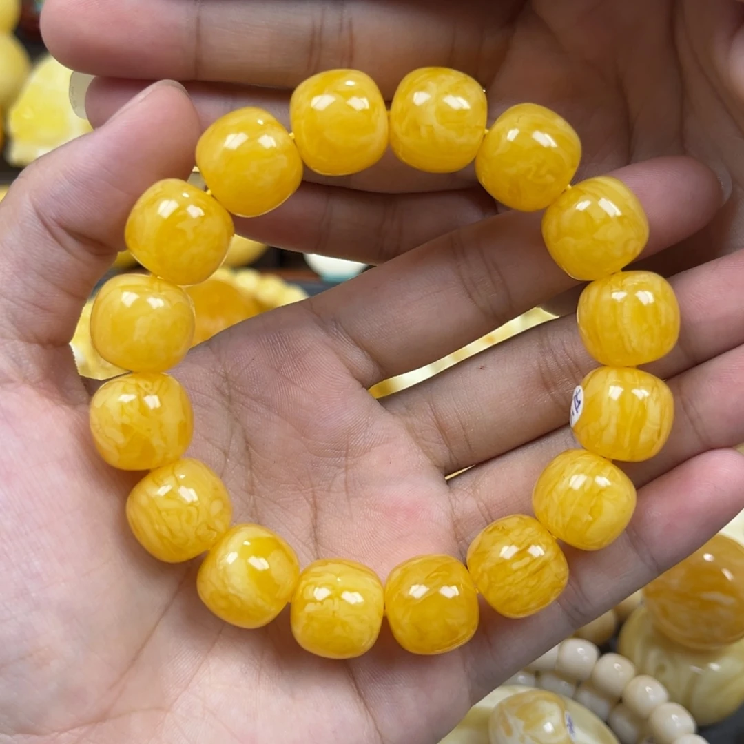 琥珀未镶嵌手串同料老邢手串14.3mm