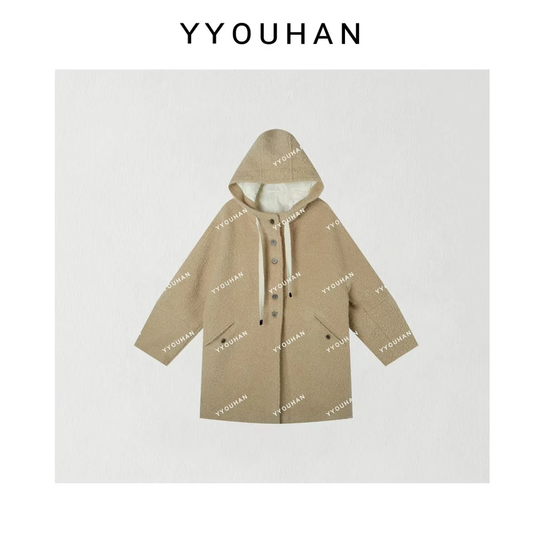 小众设计秋冬新款简约百搭毛毛连帽羽绒服 2411B5482