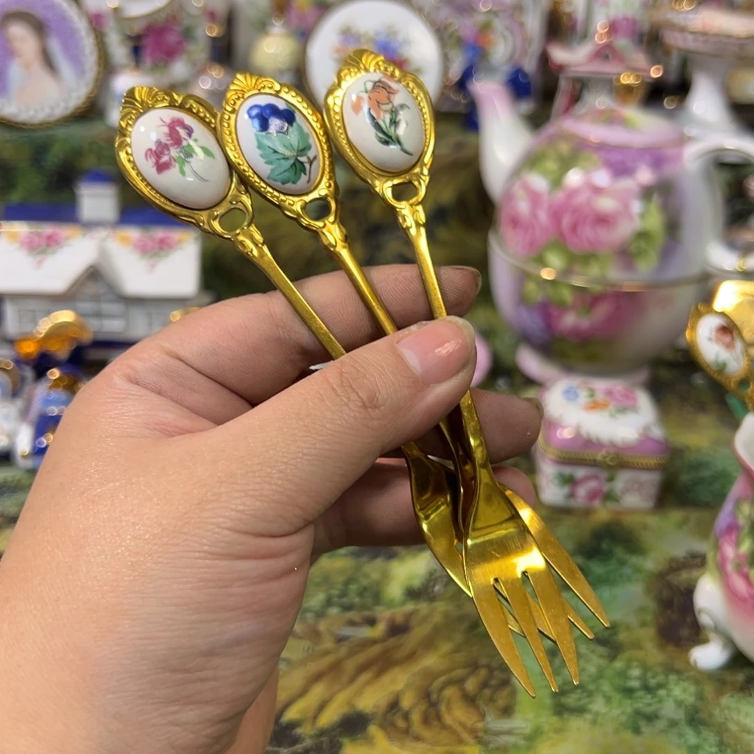 摆件鹿与海陶瓷家居用品有限公司叉子任意花面三个