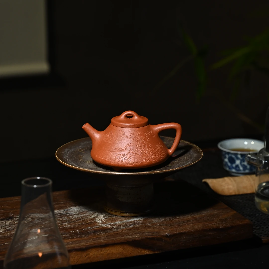 宜兴原矿紫砂壶 子冶石瓢 手工制作 原矿无添加精选生砂红泥180cc