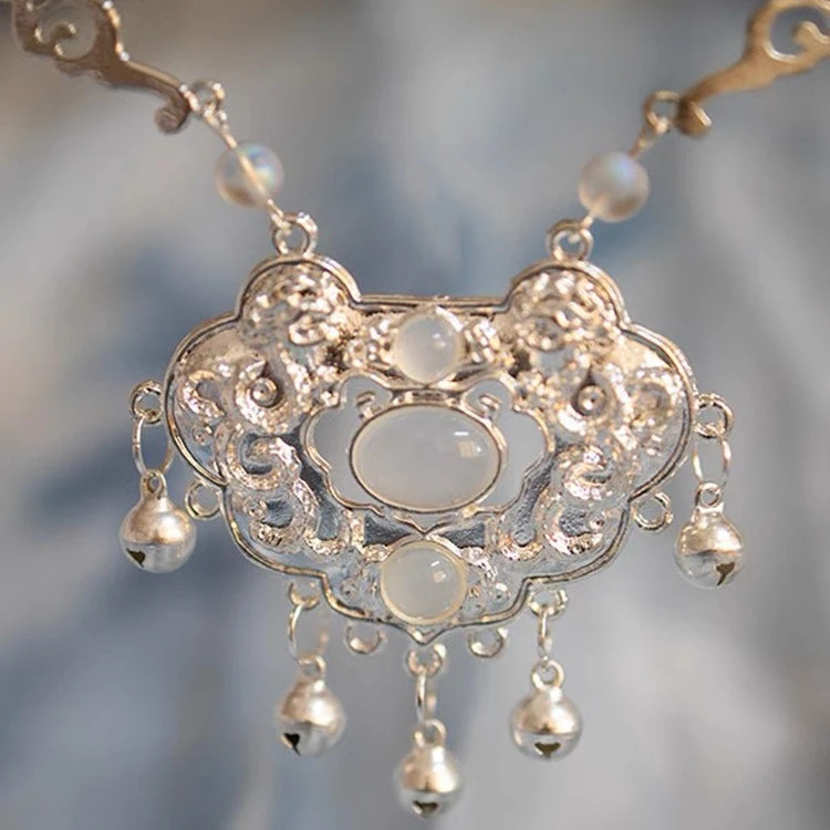 唐风古装如意平安锁铃铛古风长命锁简约璎珞项圈汉服婚服配饰