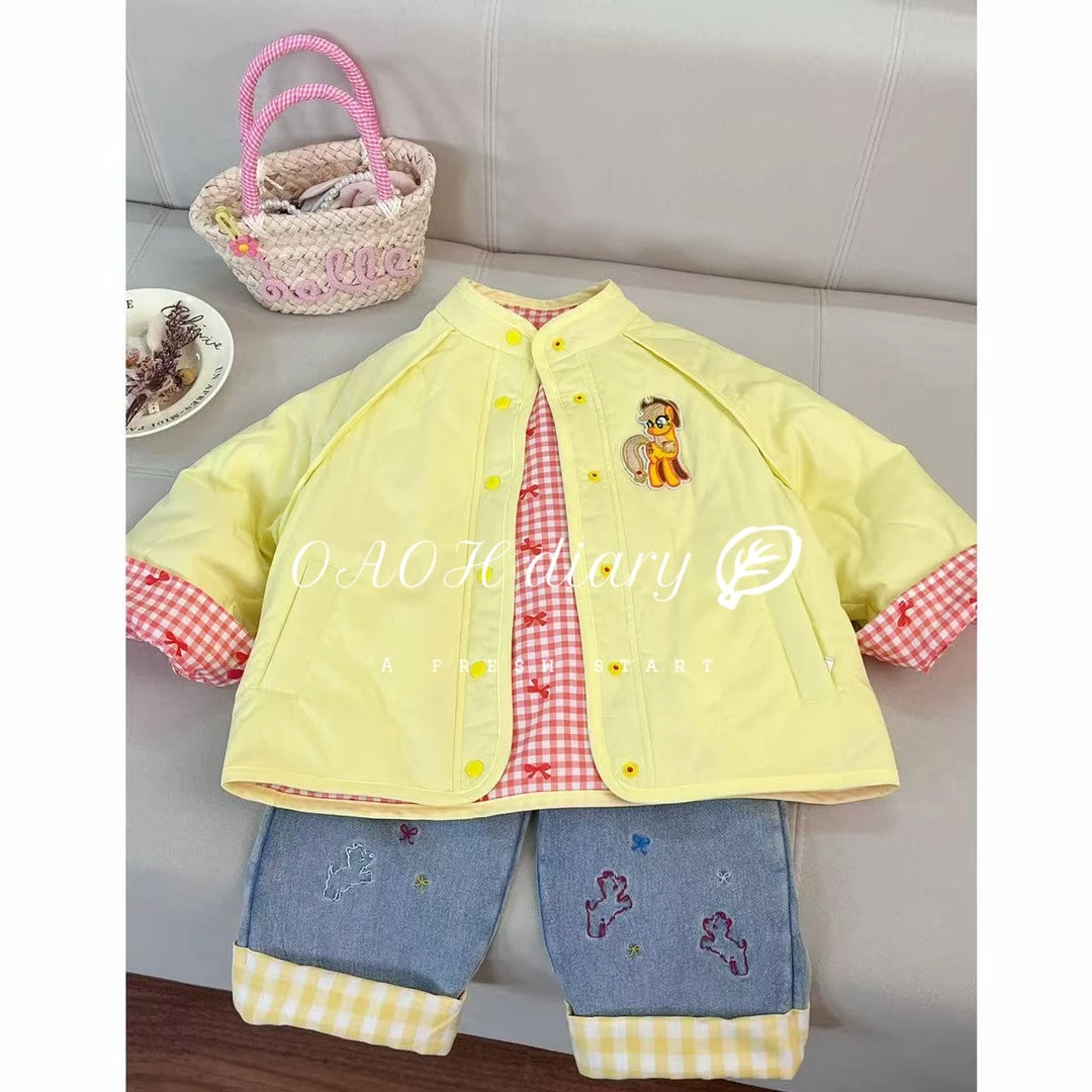 OAOH女中大童2024新款夹棉衬衫外套黄色扣棉衣C1C3778-1