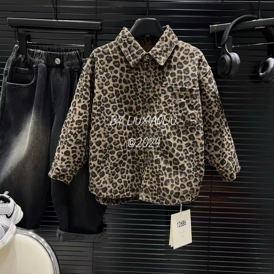 杭州六小六正版 BY LIUXIAOLIU韩版冬季儿童加绒豹纹外套12686