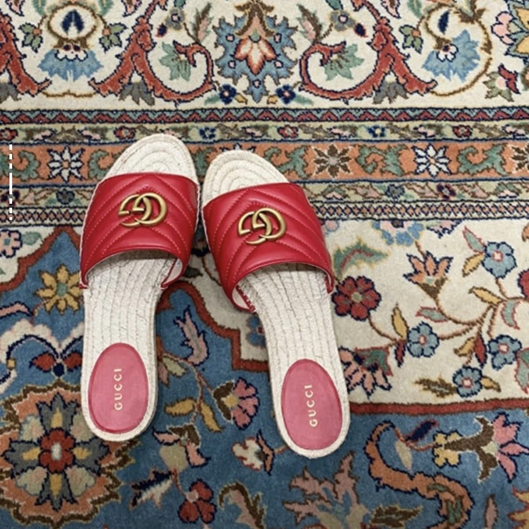 未使用 GUCCI/古驰 GUCCI古驰 双G套穿一字拖鞋 芙蓉红色
