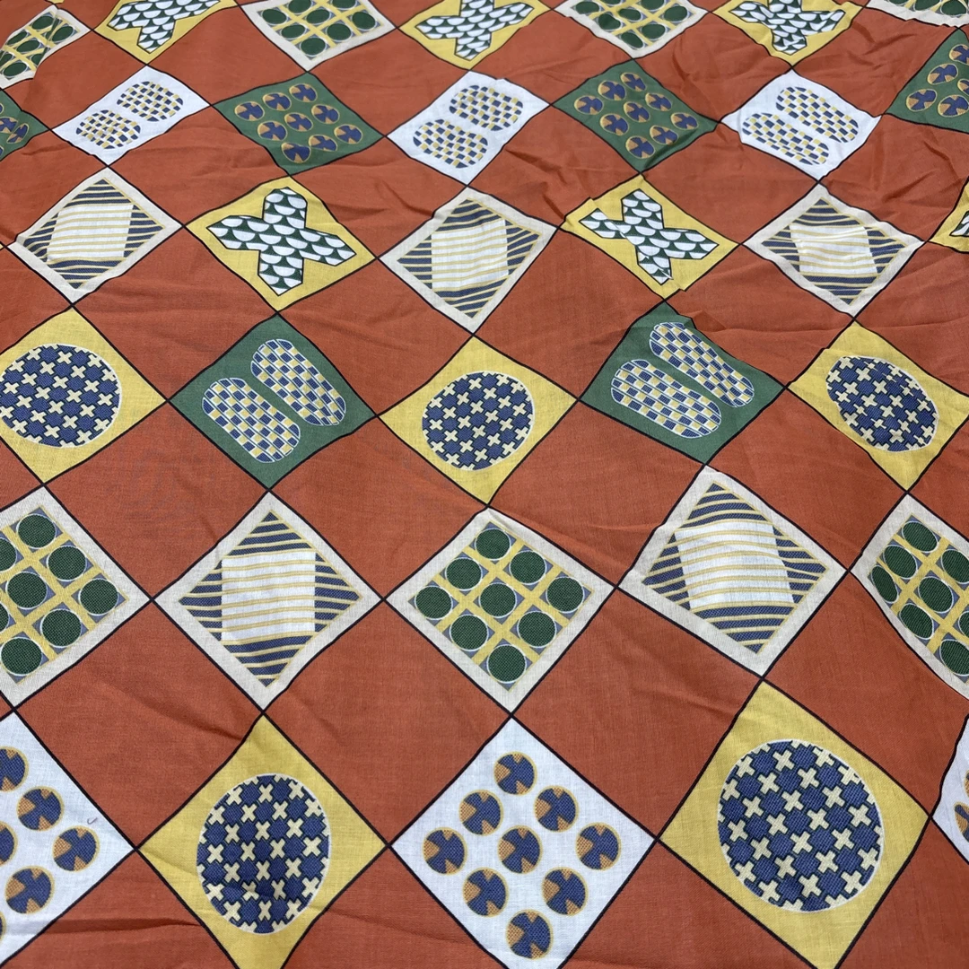 【红红家纺】加厚双层纱复古双层纱（橘红图案)