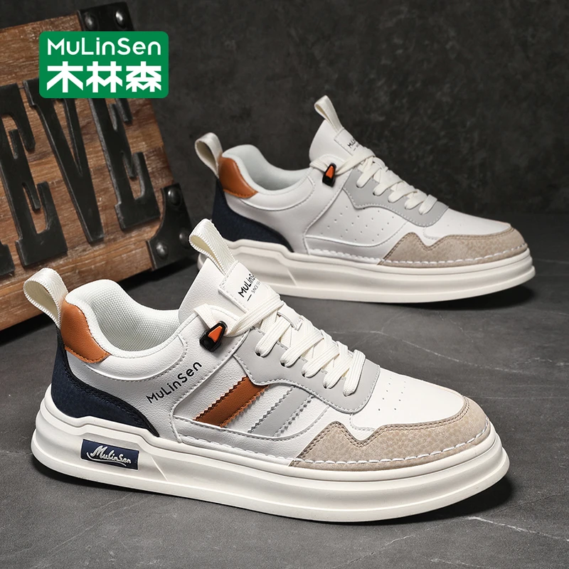 木林森板鞋男款2025新款秋季男士小白鞋百搭厚底增高运动休闲潮鞋