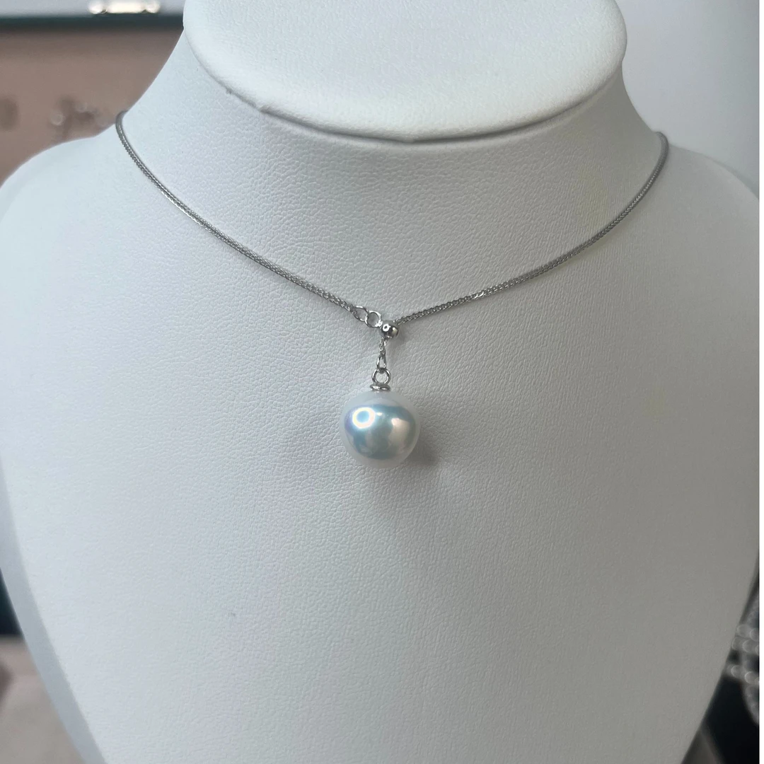 天然淡水珍珠吊坠S925银肖邦链（可调节）简约大气百搭