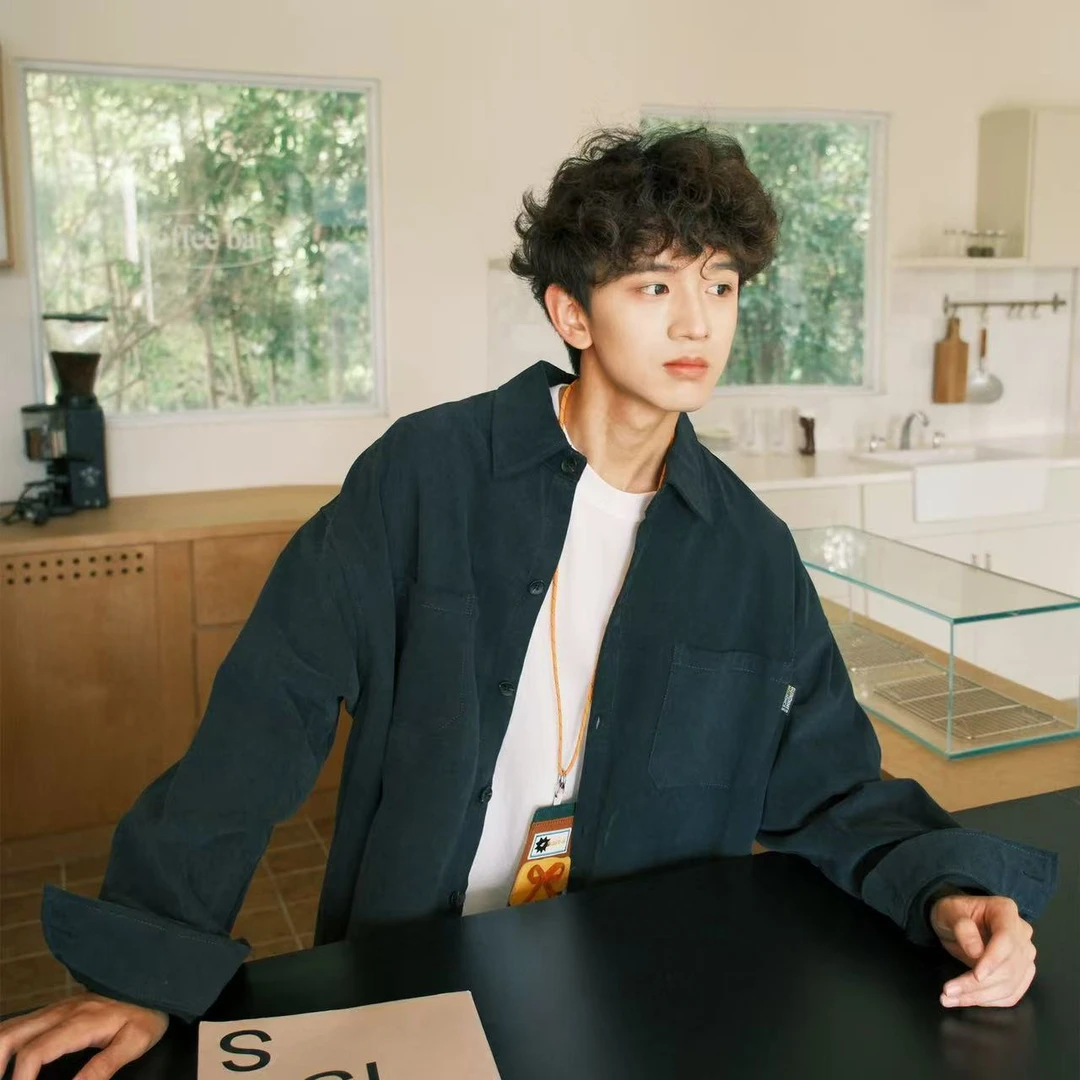 日系复古工装衬衫男长袖秋冬宽松寸衣休闲衬衣外套-153