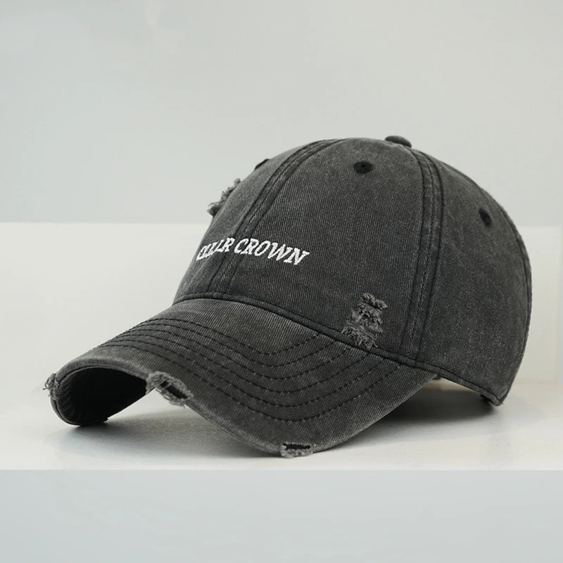 复古做旧水洗破洞软顶棒球帽子男女ins春夏百搭情侣遮阳鸭舌帽潮