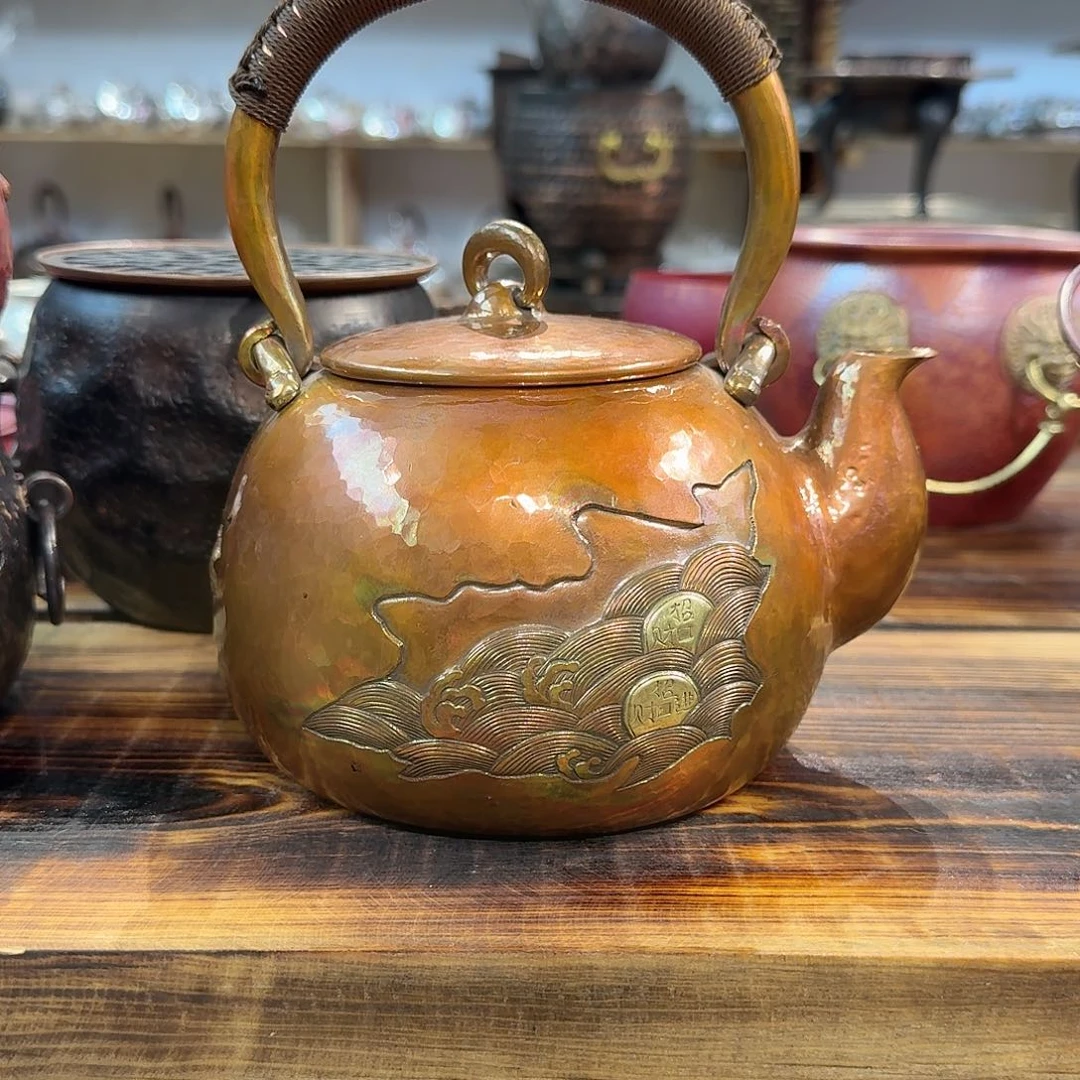 信***守紫铜手工一张打烧水壶