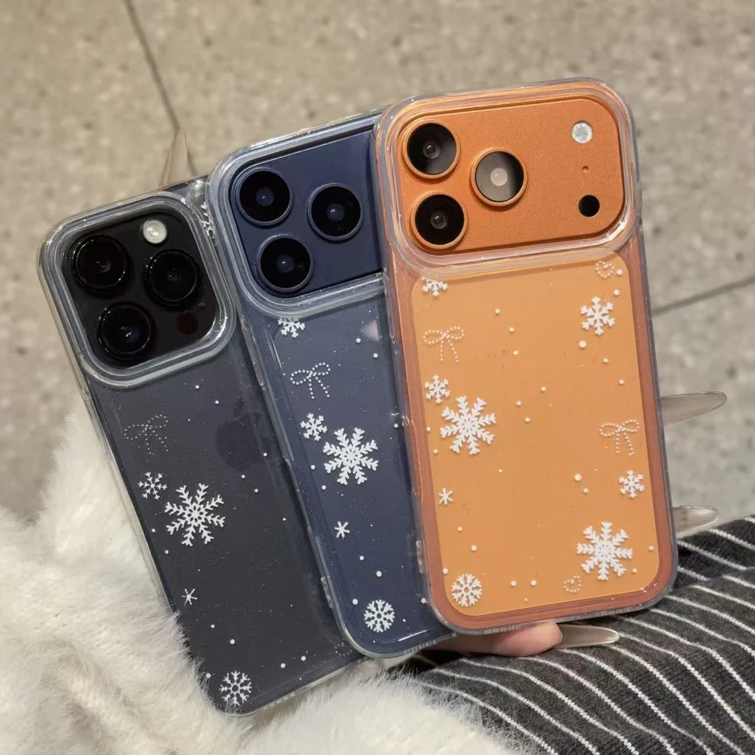 ins雪花蝴蝶结适用iPhone17/15/14/13promax手机壳12/11防摔