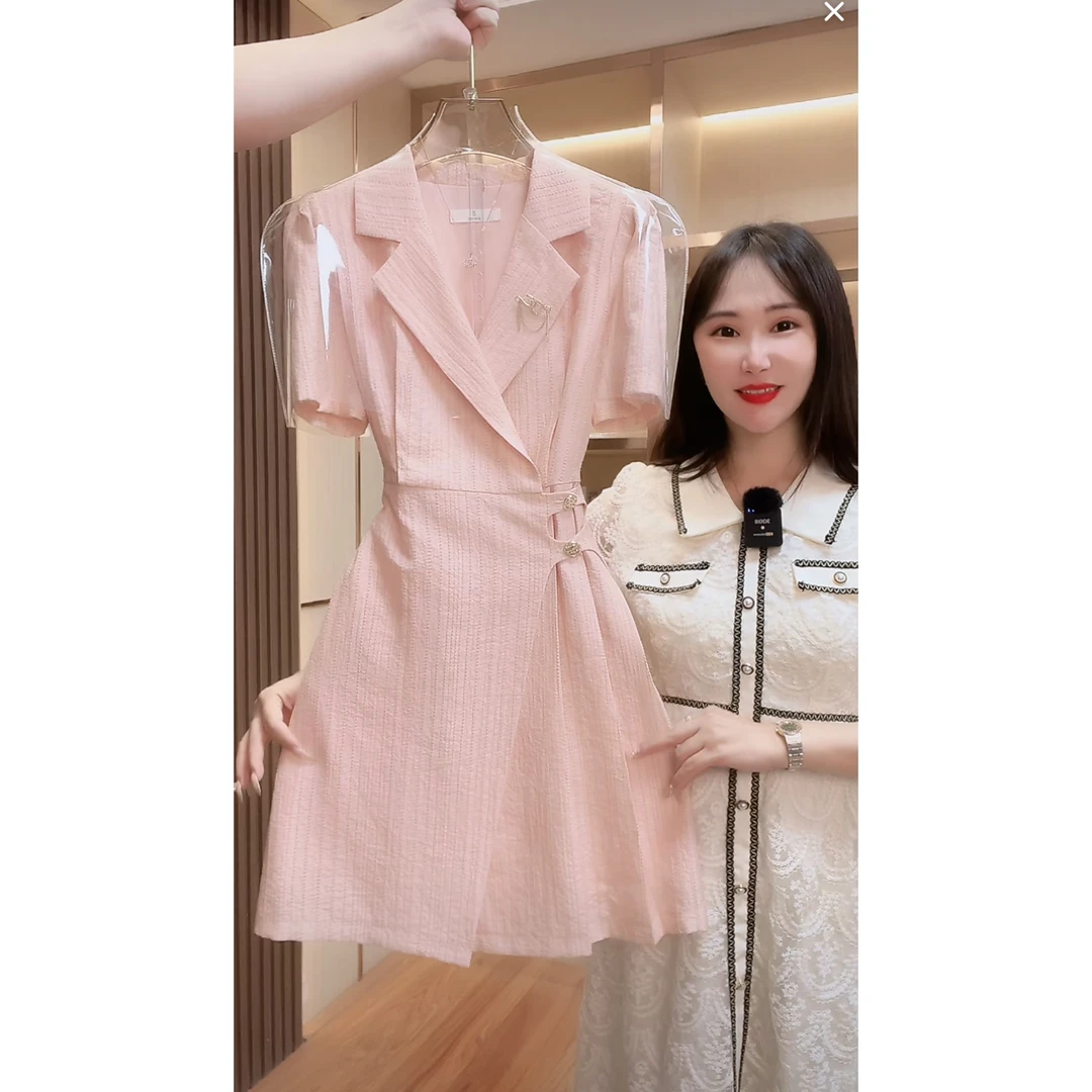 【现货 下午发】1718气质收腰短袖显瘦连衣裙