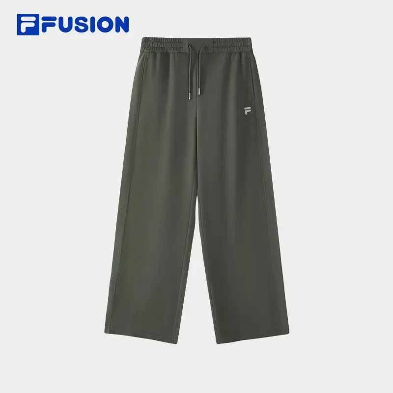 FILA FUSION斐乐潮牌针织长裤女2024秋季新款时尚宽松休闲阔腿裤