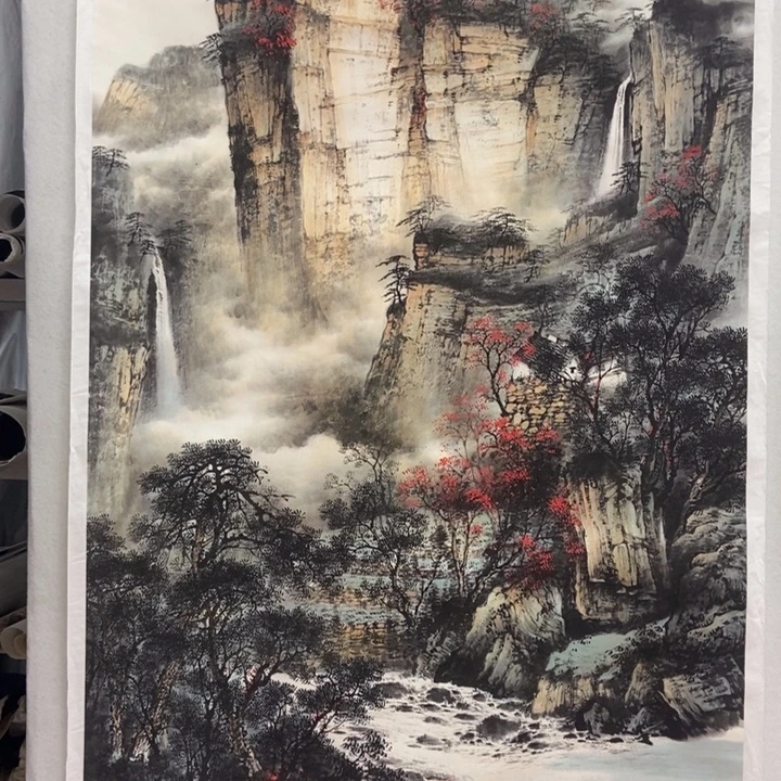 国画太行金秋六尺竖幅