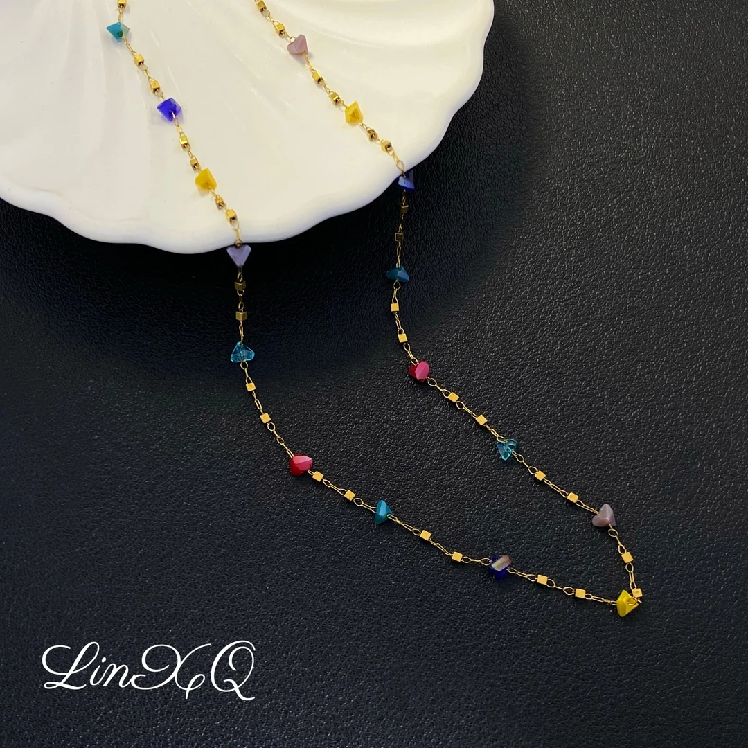 钛钢项链 「Lin小七」手工气质百搭简约轻奢小众彩色项链