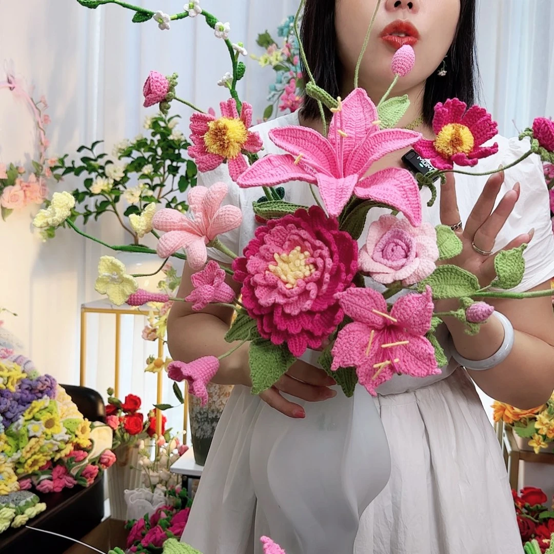 莱赛尔纤维棉手工钩织花束