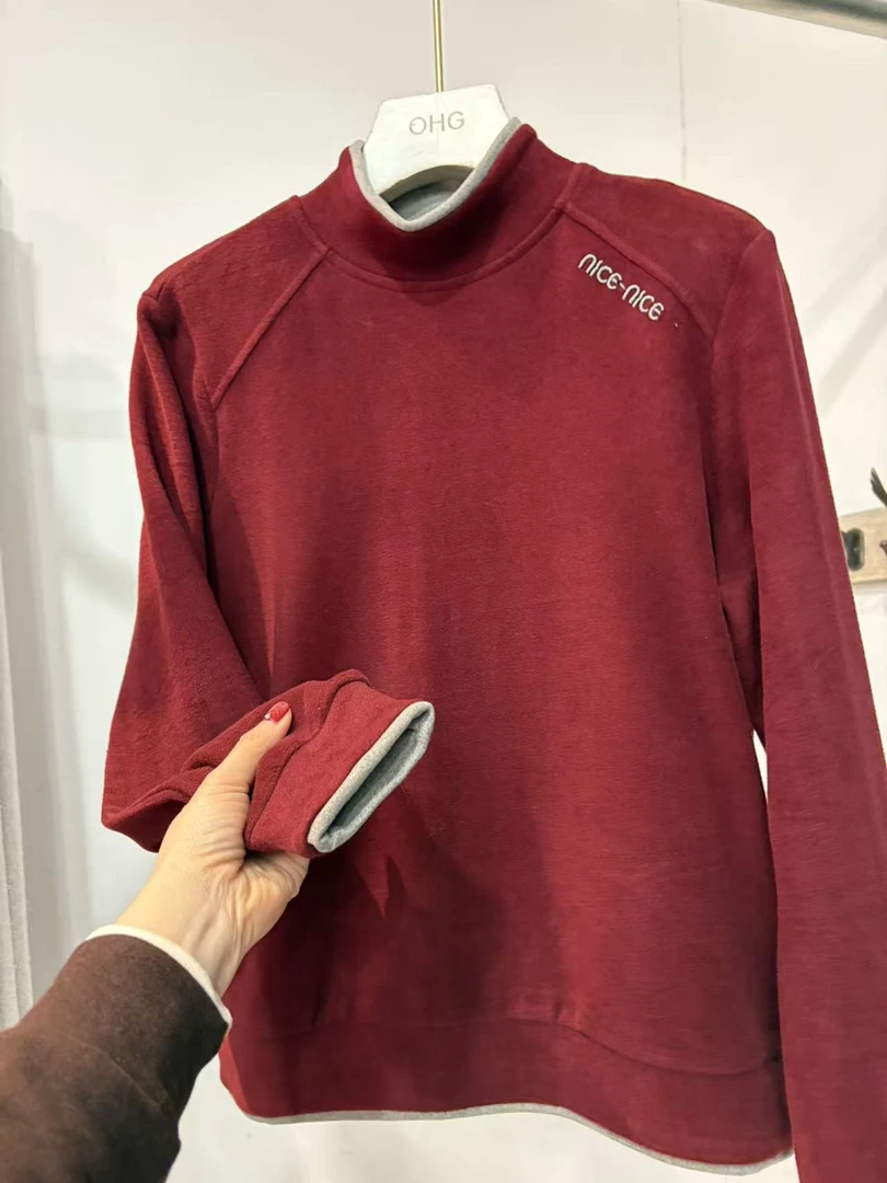 【丽姐家】冬季半领简约纯色显瘦双面绒打底衫269