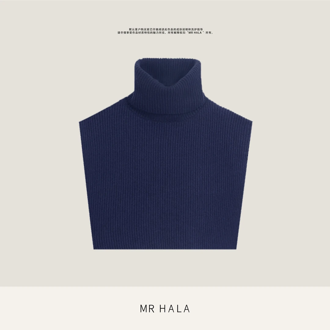 MRHALA 奢感山羊绒混纺造型针织高领围脖上衣 LM311073