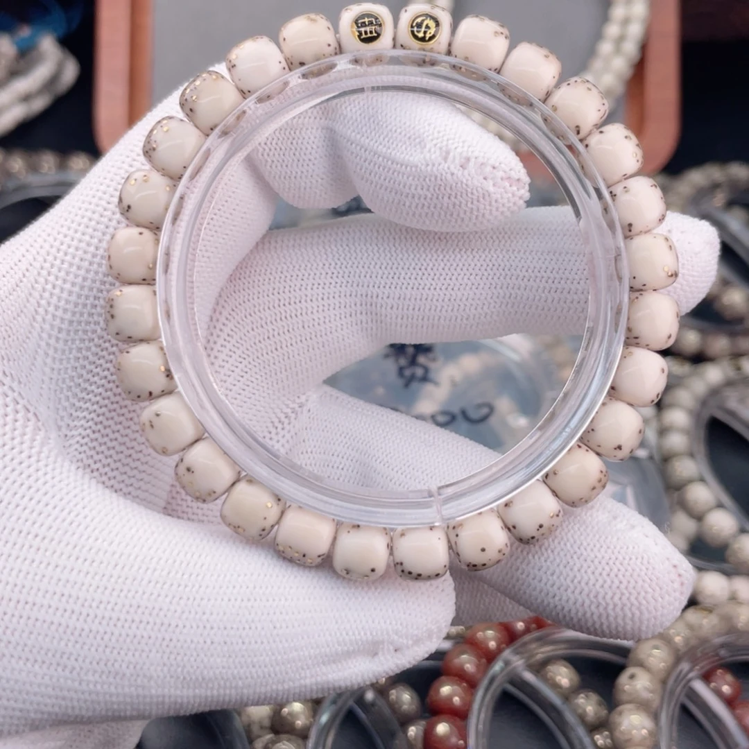 手串星月菩提石玉料半壁留白灰背针尖星毕业单圈