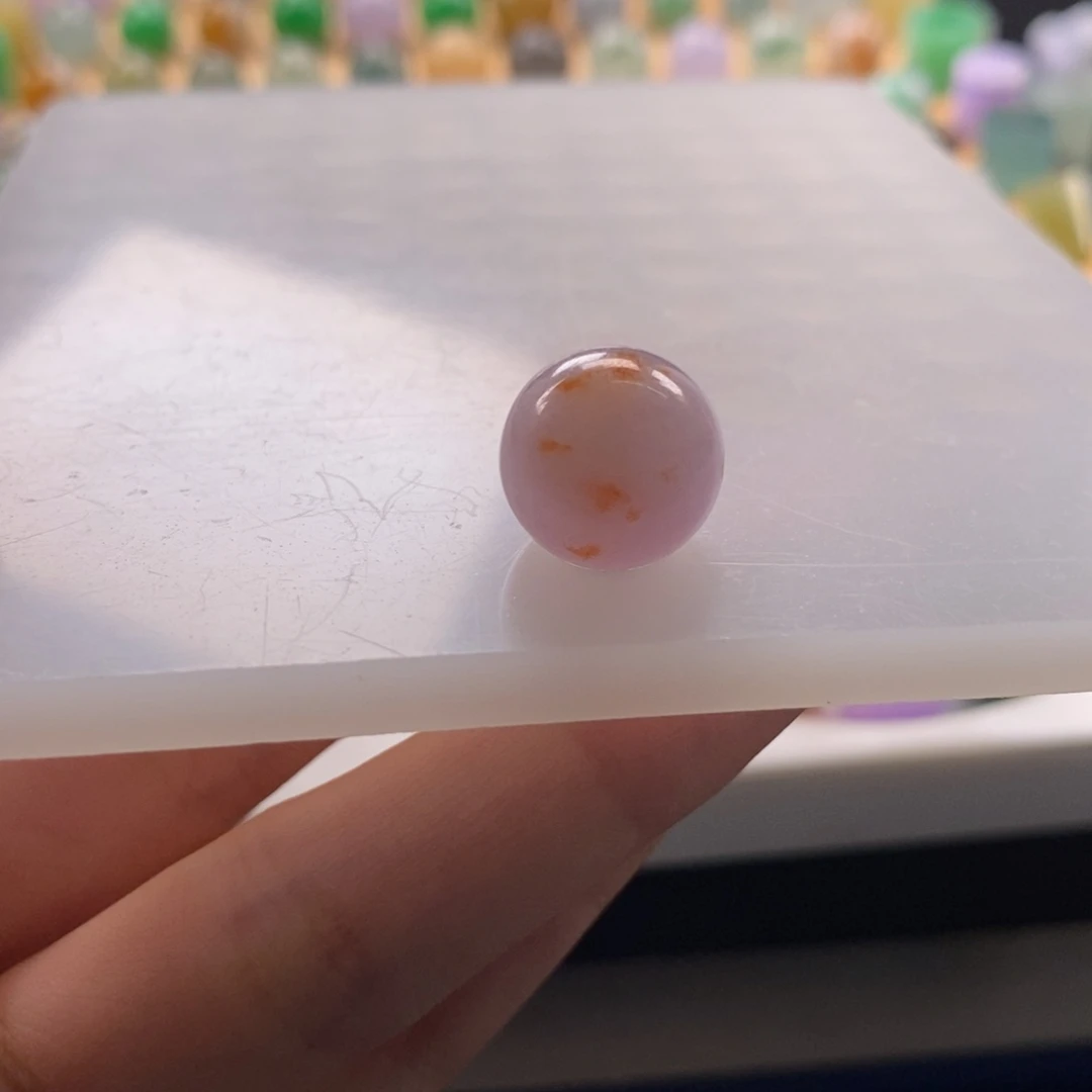 翡翠未镶嵌颈饰粉底洒金特色圆珠卡13