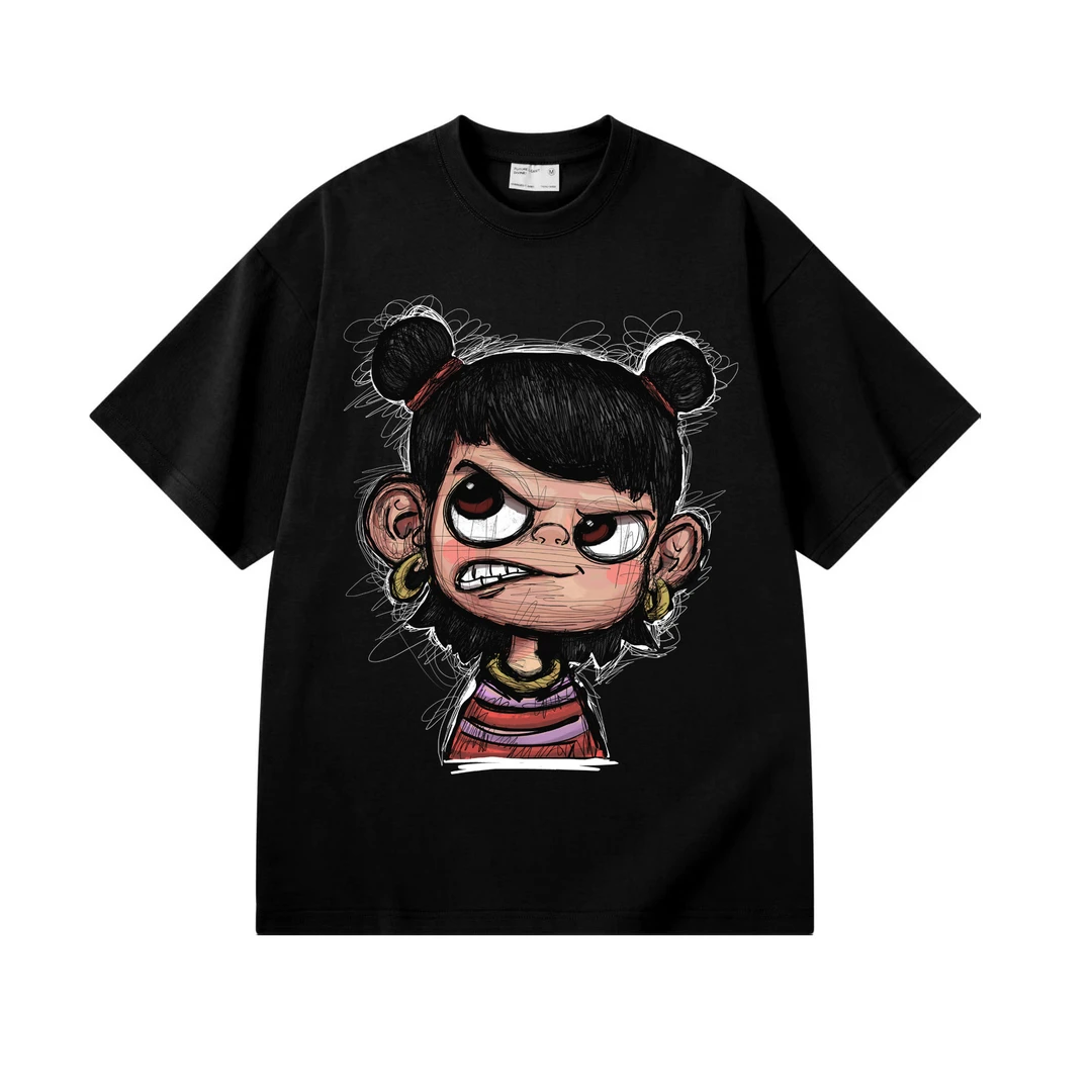 【魔丸】2025国潮新款300克重磅精梳棉落肩KiKiTee休闲百搭短袖男女