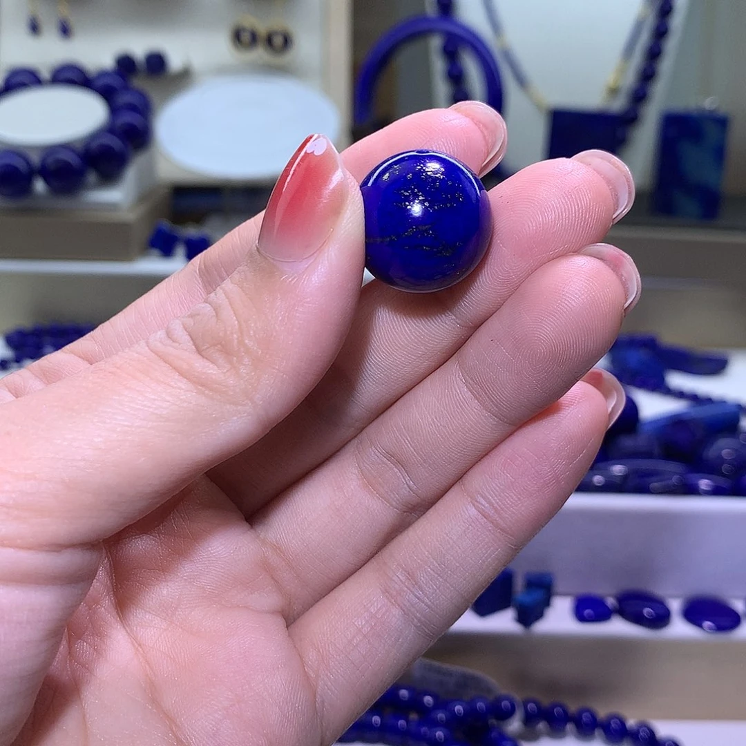 青金石未镶嵌天然原矿单圆珠18. 1 m