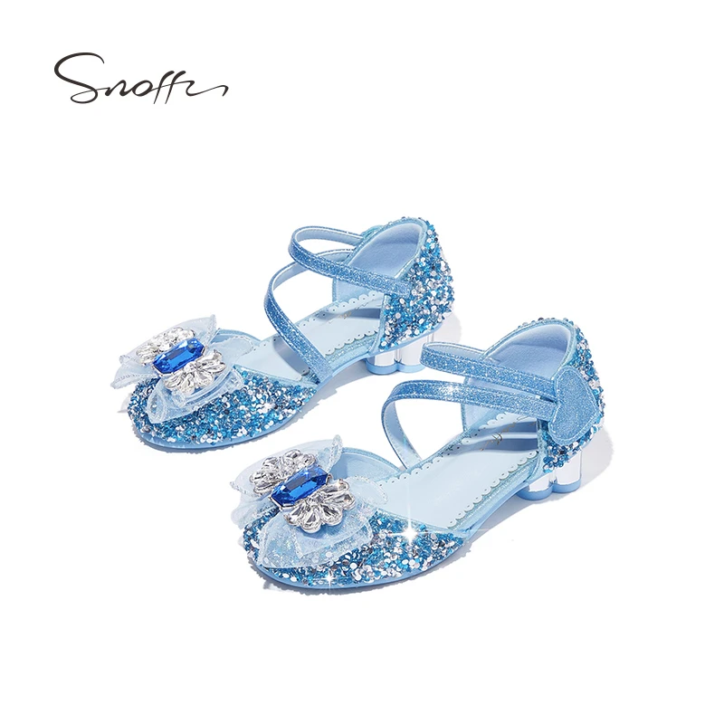 【断码捡漏】Snoffy斯纳菲女童半凉鞋软底单鞋小高跟爱莎公主水晶鞋