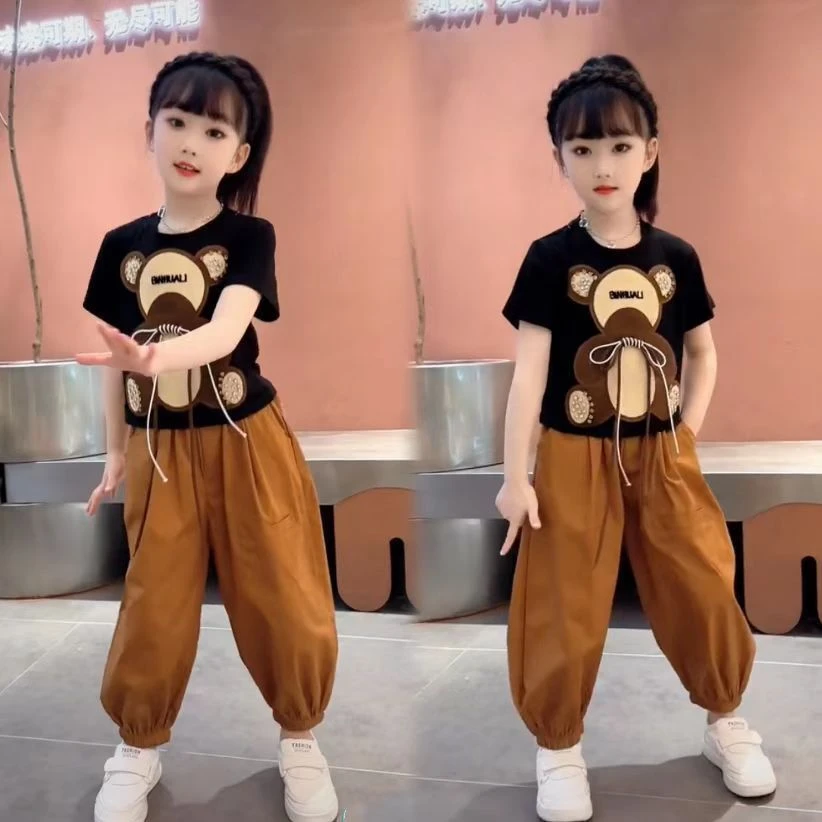 儿童夏季T恤女童夏装服装2025新款中大童时髦洋气休闲运动短袖