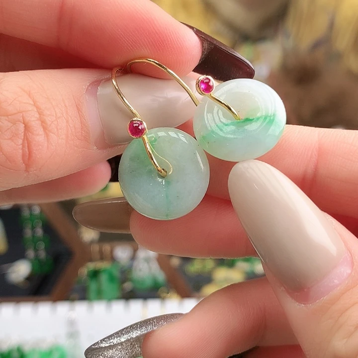 翡翠银S925镶嵌耳饰耳饰