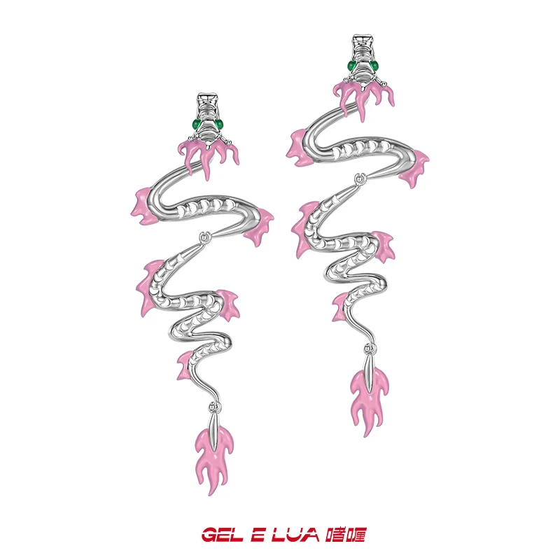 gel e lua/啫喱 铜合金珐琅耳饰 原创设计新中式龙年专属游龙耳环