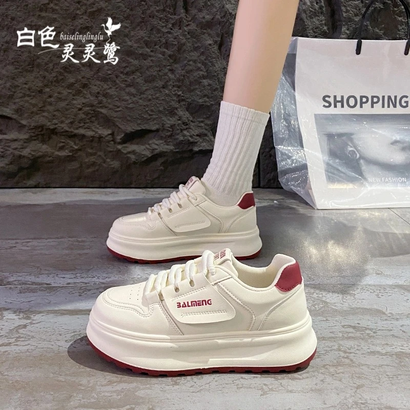 白色灵灵鹭爆款厚底增高小白鞋女2025春夏季新款百搭休闲板鞋松糕