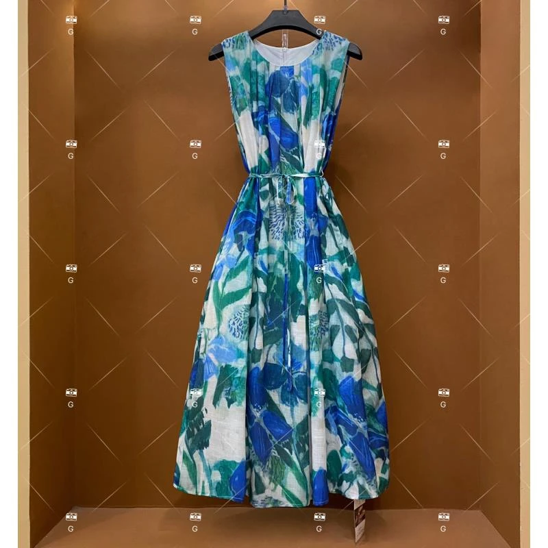 【李娜】夏季新款复古时尚百搭印花无袖连衣裙 H-236