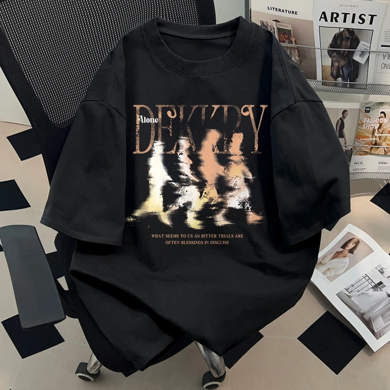 jtrt潮牌美式个性高街字母印花纯棉短袖t恤男女夏季宽松圆领上衣