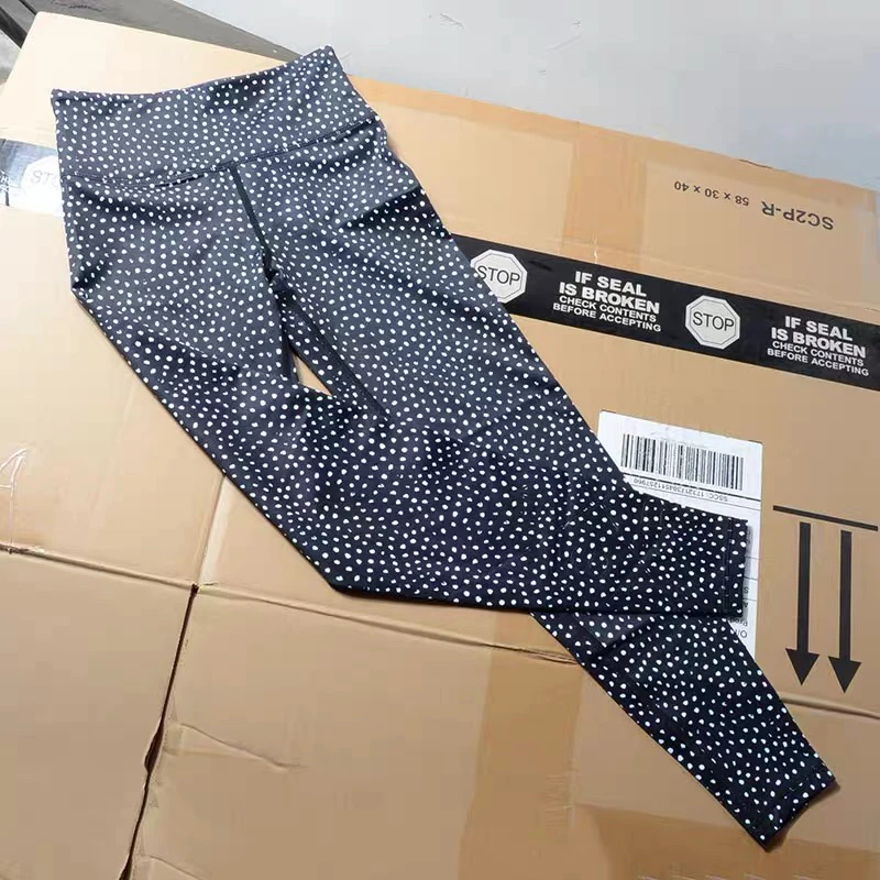 4222七分波点运动瑜伽裤高腰潮流剪标