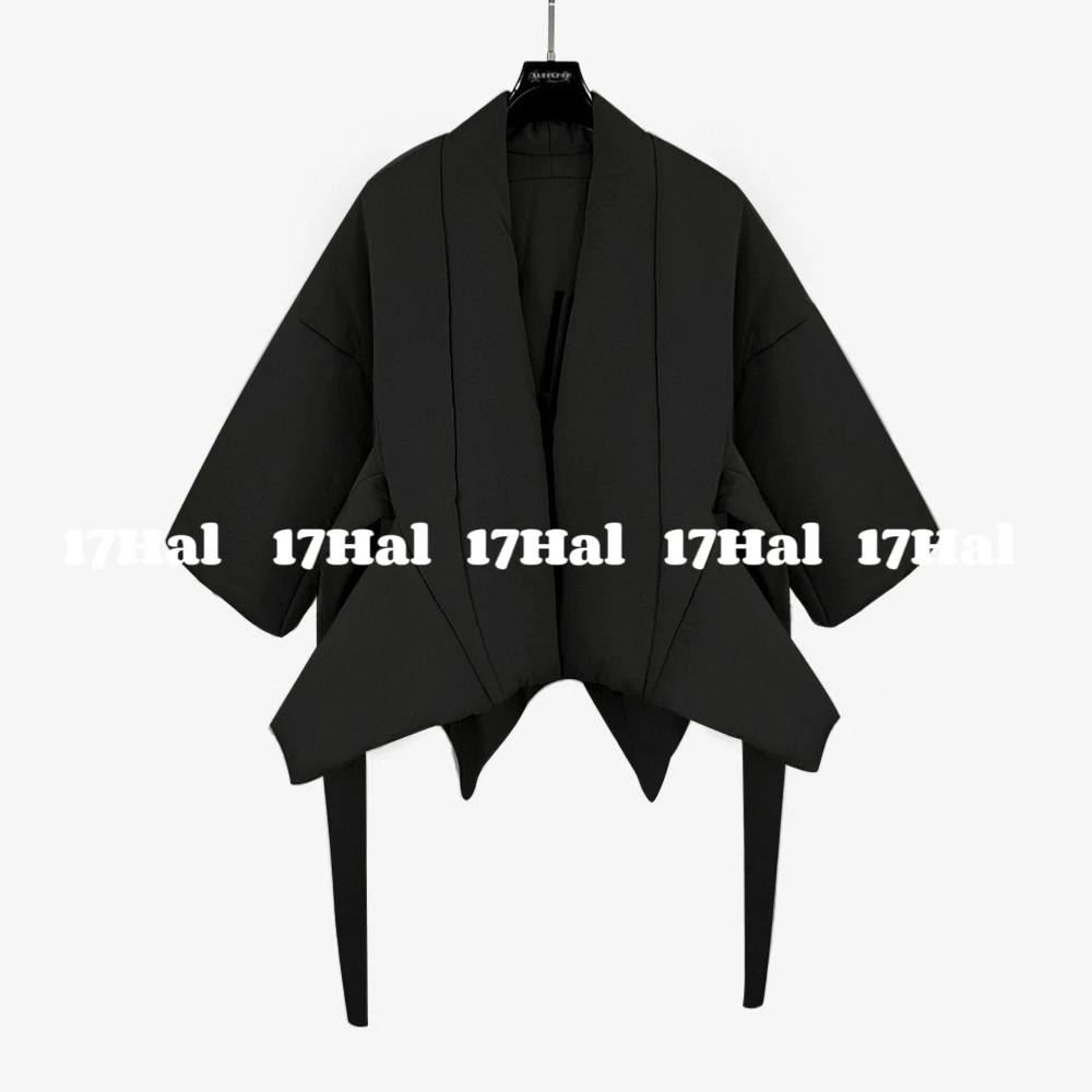 17HAL【暗黑先锋】RO风秋冬女士绑带燕尾服棉外套2436