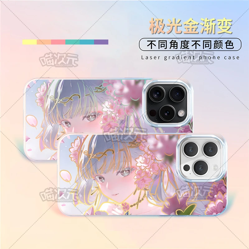 桃夭今汐极光金适用苹果华为vivo一加iPhone小米红米一加手机壳