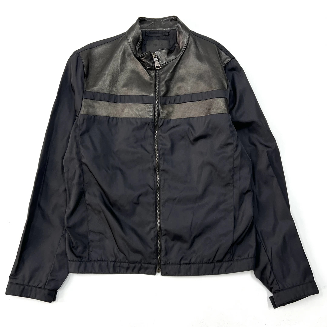 99新 Prada/普拉达 胸前字母logo尼龙羊皮拼接 夹克外套48码/3361