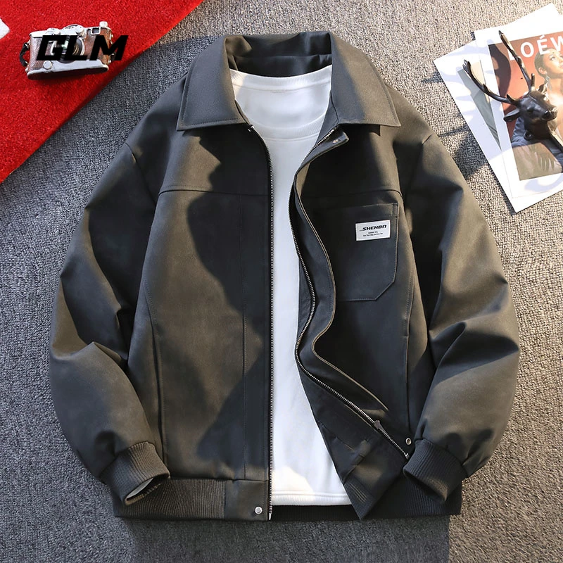 GLM春季新款港风痞帅高级肌理感商务休闲翻领夹克工装外套 男潮