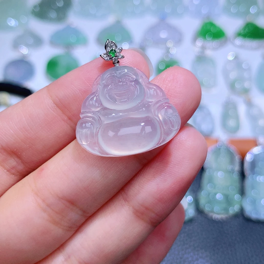 颈饰18K金镶嵌翡翠佛公
