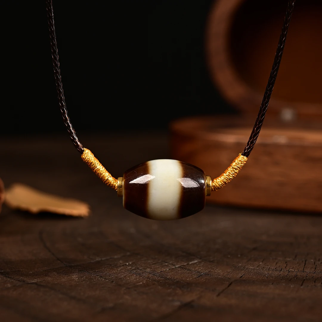 【熊总夫妇】一线药师·深咖手工编织天珠锁骨链吊坠