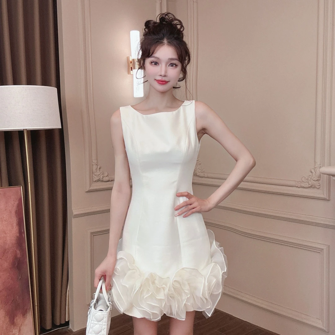 【CC专属】无袖连衣裙女夏季新款高级感洋气时髦显瘦礼服裙-11572