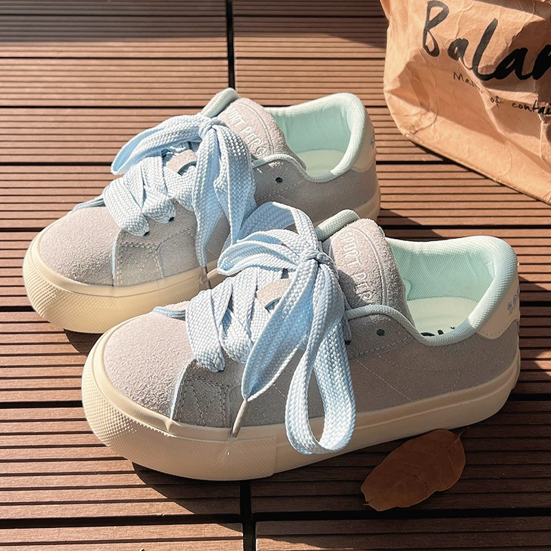 2024秋冬新款爆款厚底面包鞋女ins潮百搭板鞋小众蓝色运动休闲鞋