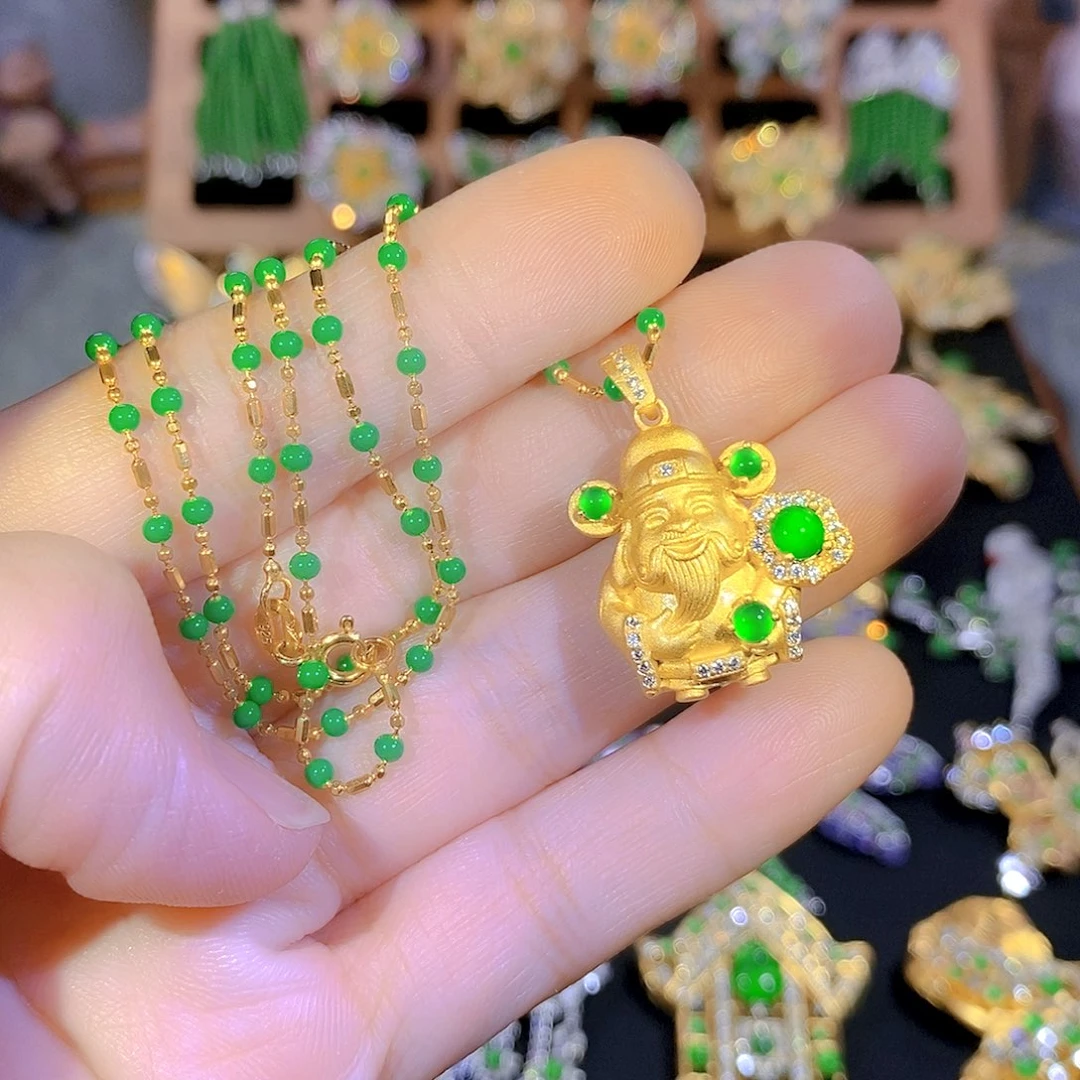 吊坠(不含链)银S925镶嵌翡翠