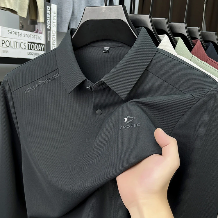 34-2025新款男士春秋高品质全无痕翻领polo
