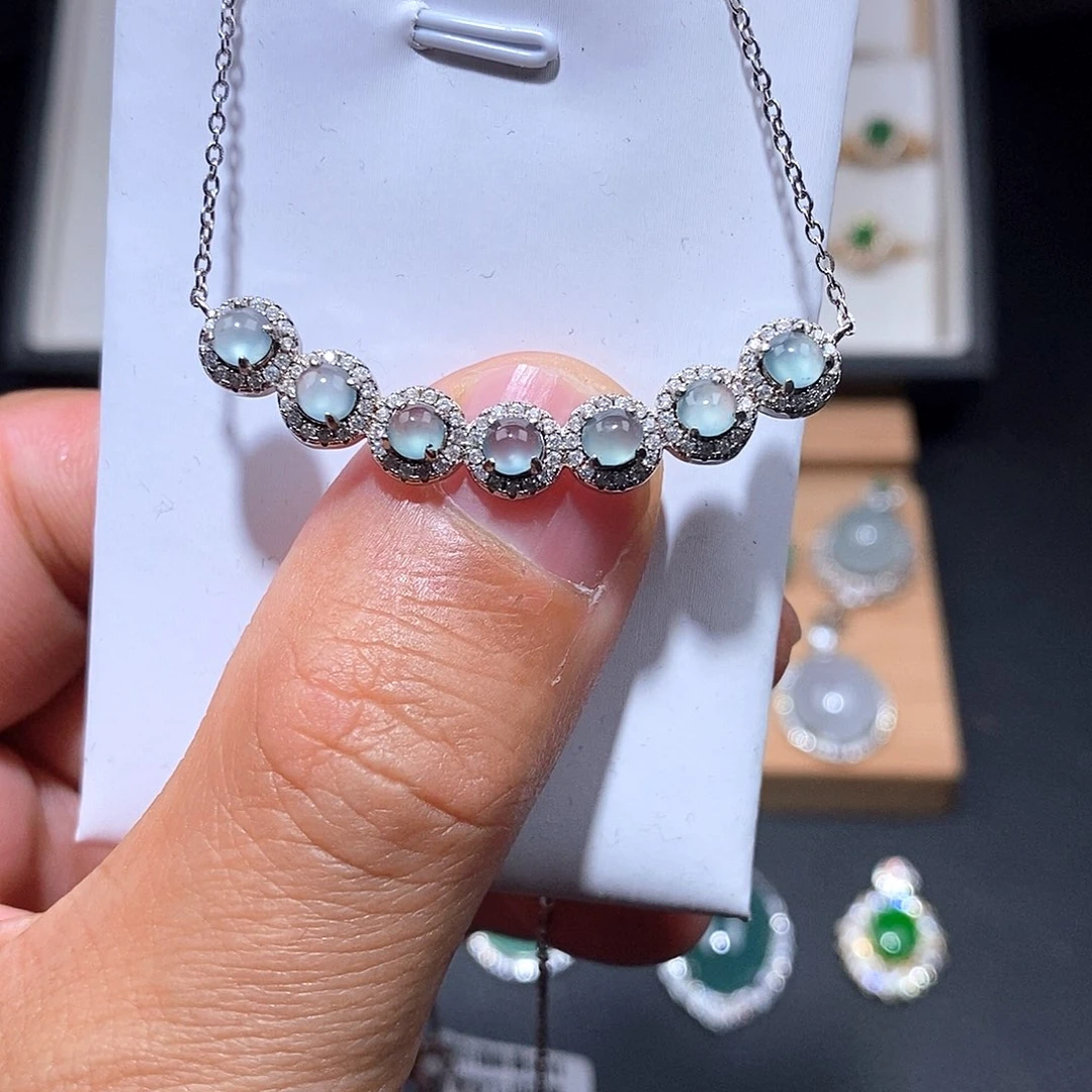 颈饰银S925镶嵌翡翠w w