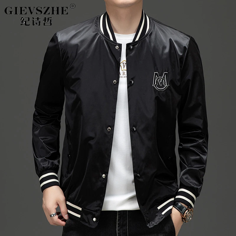 纪诗哲轻奢保暖夹克男士秋冬季新款防风宽松外套户外运动立领上衣